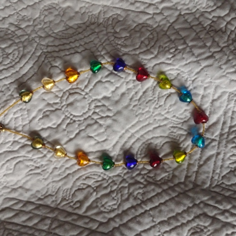 Glass bead heart necklace